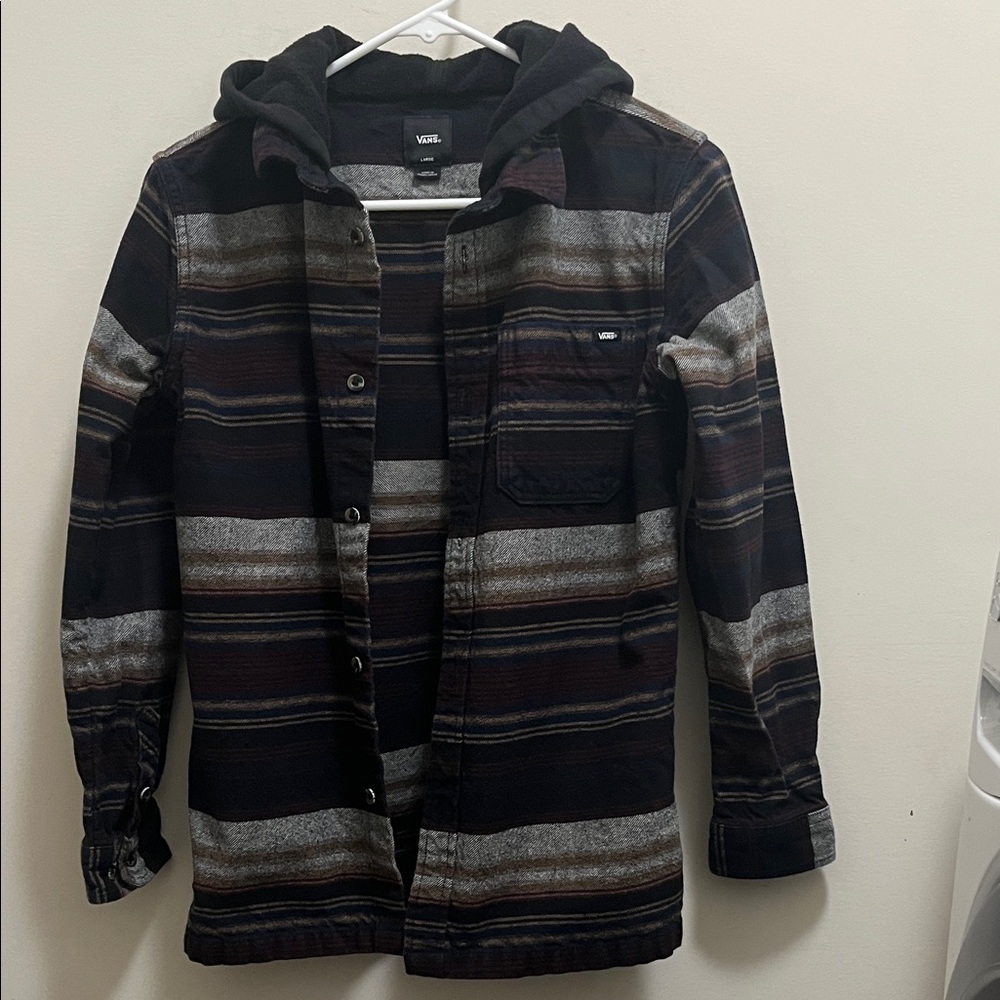 Vans Boys Multi-Striped Shirt Jacket  with hood